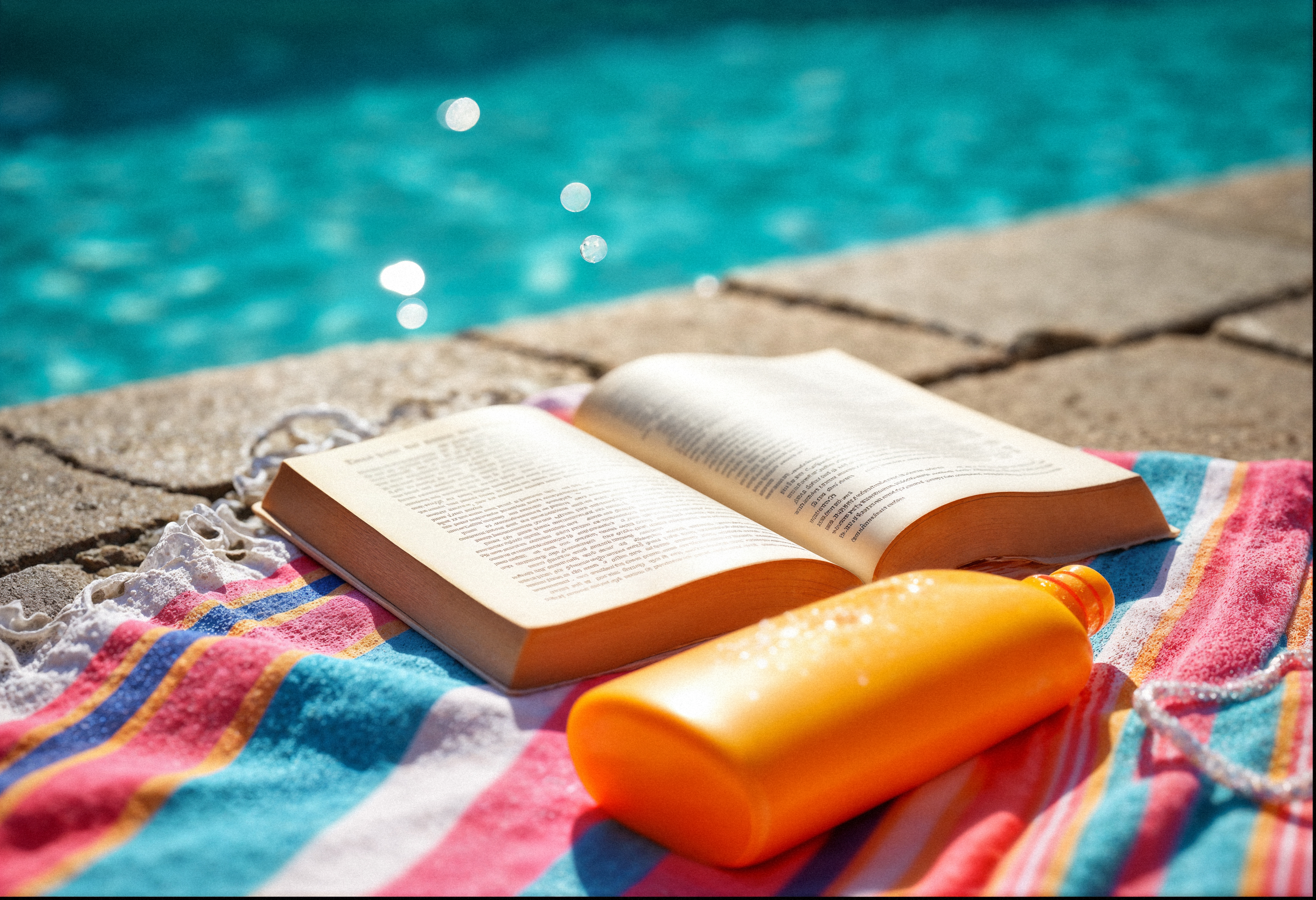 livre ouvert près de la piscine